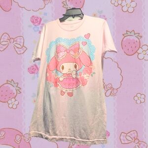 Y2K My Melody Pastel Pink Boyfriend Tee - Large
